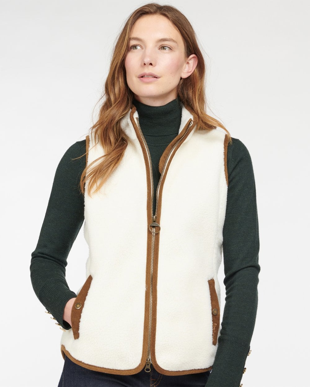 Barbour Burford Womens Fleece Gilet - Winter Pearl/Classic