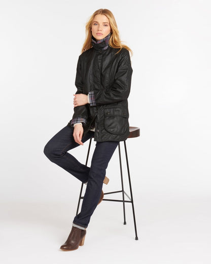 Barbour Beadnell Womens Wax Jacket - Black