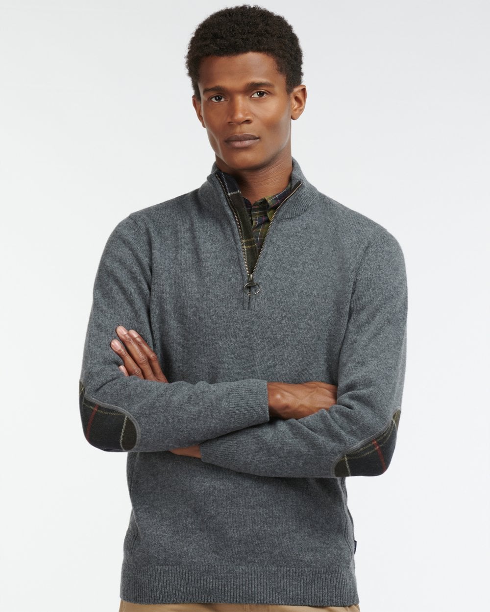 Barbour Holden Mens Half Zip - Mid Grey Marl