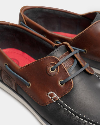 Barbour Wake Mens Boat Shoes - Navy/brown
