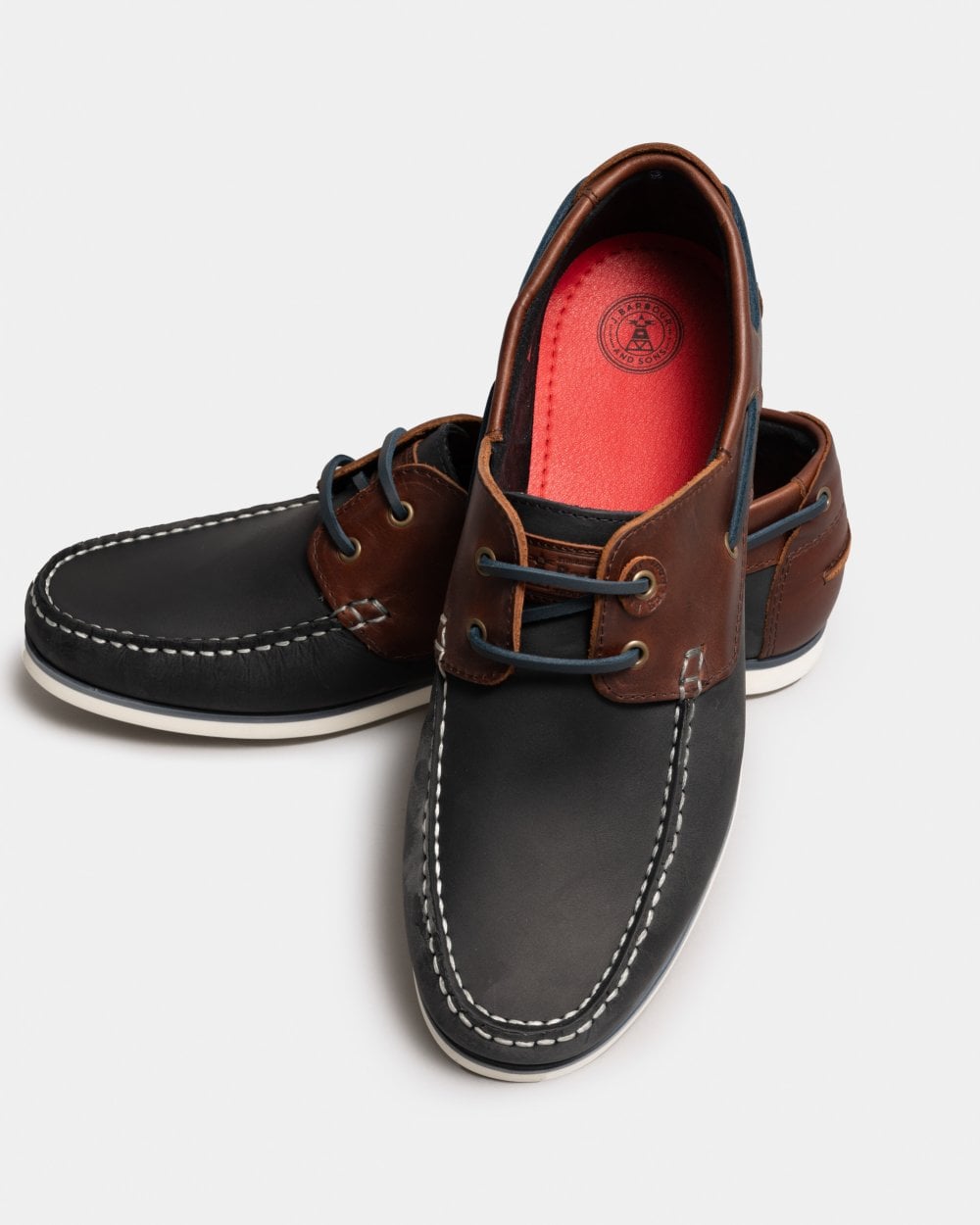 Barbour Wake Mens Boat Shoes - Navy/brown