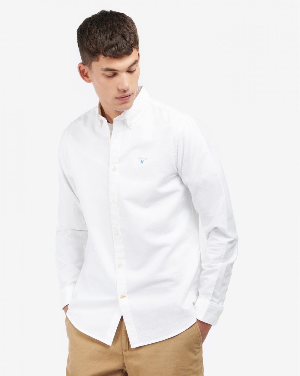 Barbour Oxtown Long Sleeve Mens Tailored Shirt - White - CHO - Designer Mens Long Sleeve Shirts