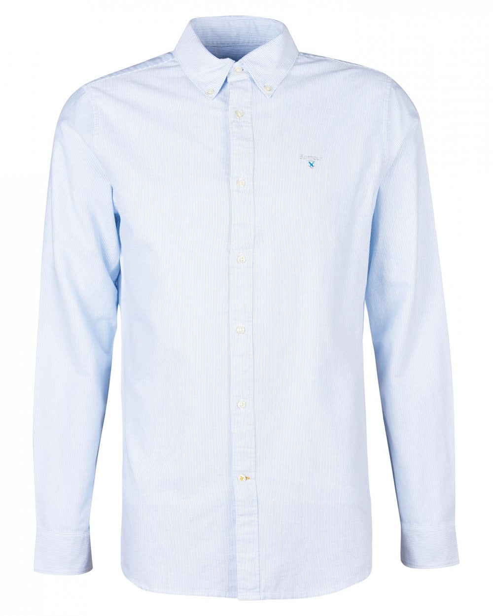 Barbour Striped Oxtown Long Sleeve Mens Tailored Shirt - Sky Blue