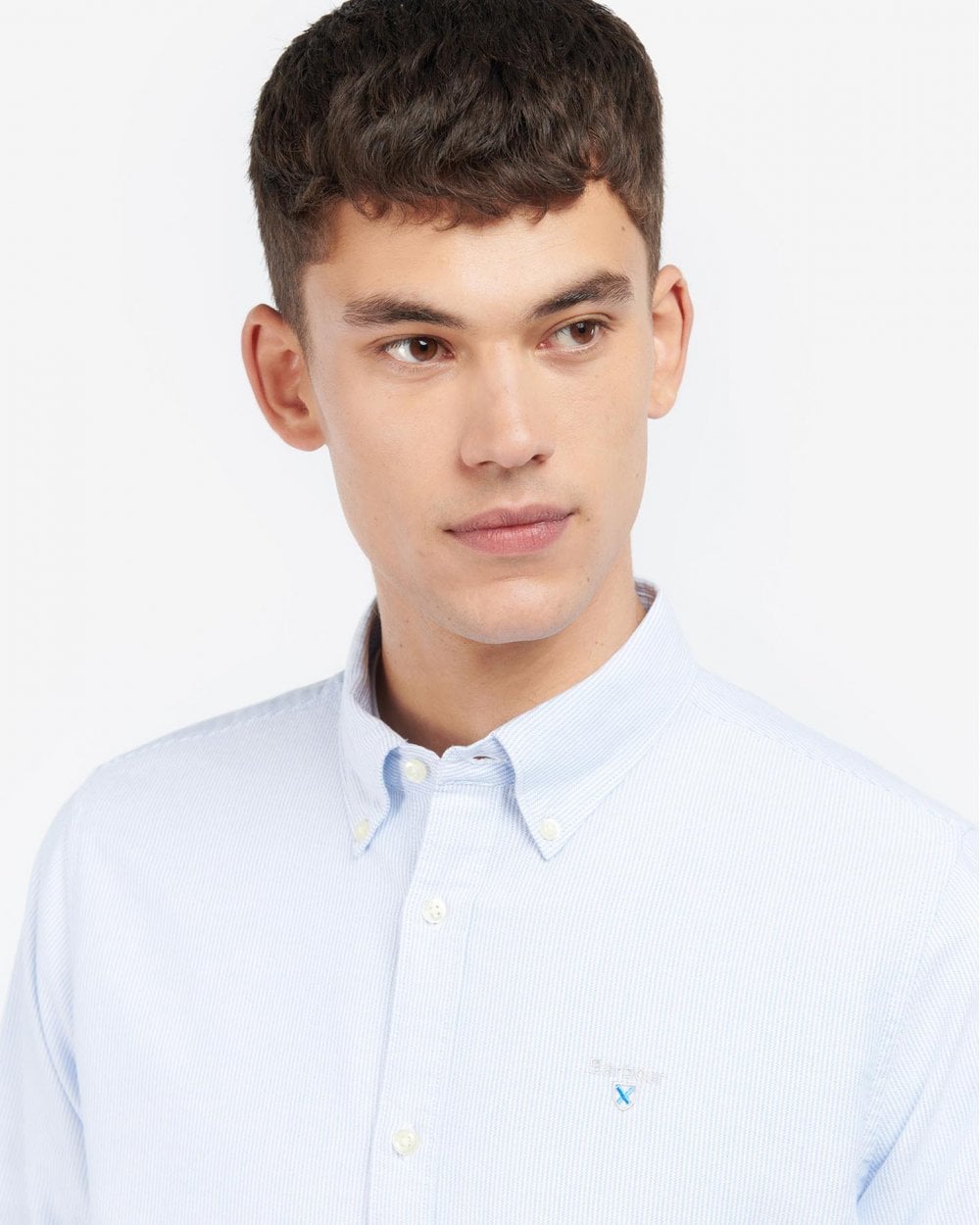 Barbour Striped Oxtown Long Sleeve Mens Tailored Shirt - Sky Blue