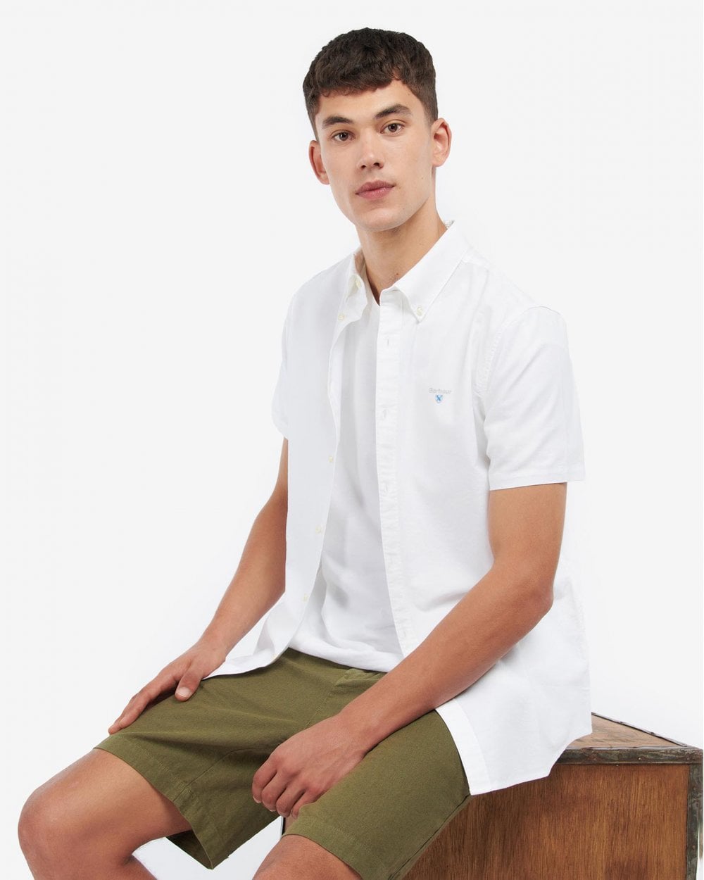 Barbour Oxtown Mens Tailored Shirt - White - CHO - Designer Mens Short Sleeve Shirts
