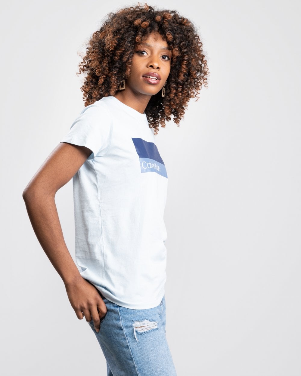 Calvin Klein Duo Logo Print Womens T-Shirt
