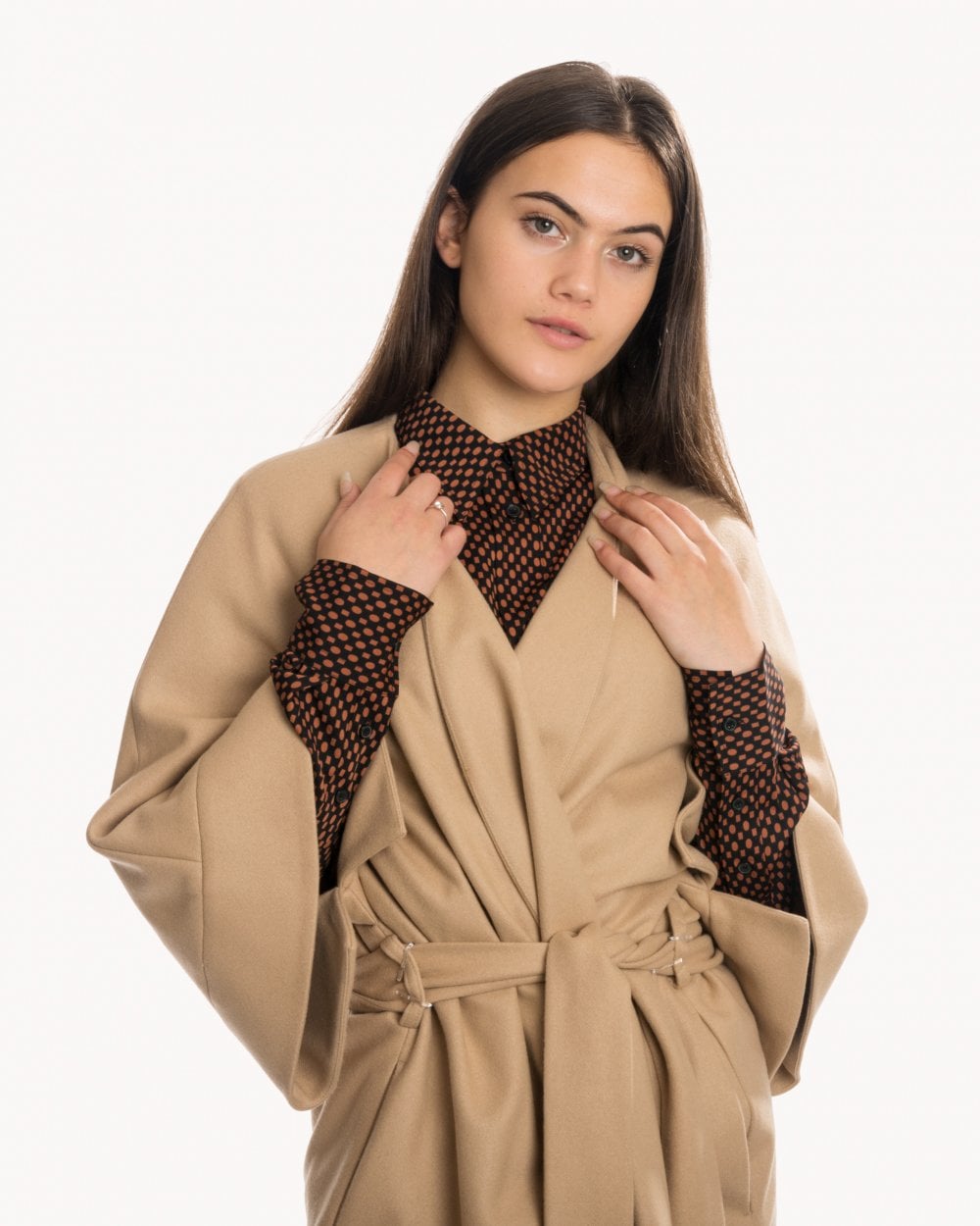 Calvin Klein Wool Cashmere Womens Wrap Coat