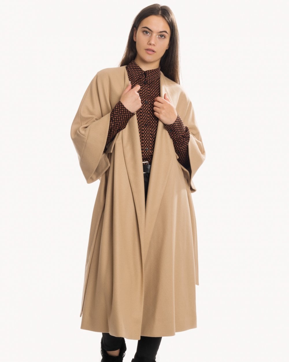 Calvin Klein Wool Cashmere Womens Wrap Coat