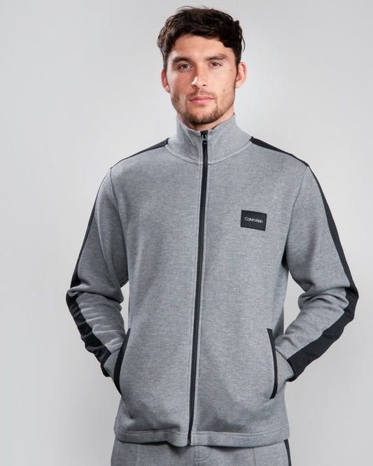 Calvin Klein Full Zip 2 Tone Sweatshirt - Mid Grey/Heather