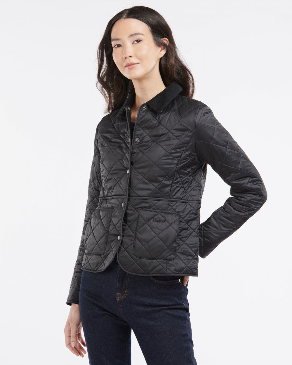 Barbour Deveron Polarquilt Womens Jacket - Black/Black - CHO - Designer Womens Padded Jackets