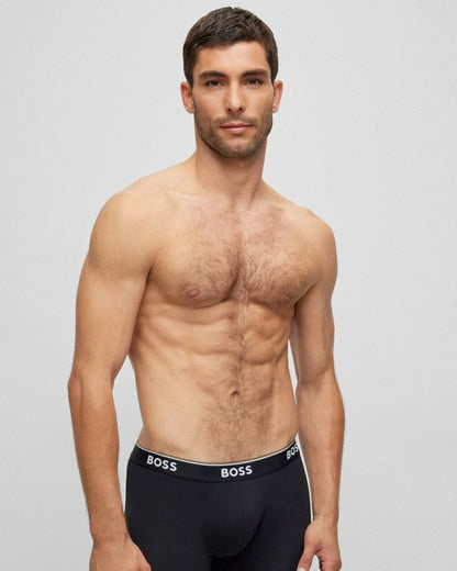 BOSS Orange Power Three Pack Mens Stretch Cotton Boxer Briefs With Logos NOS - Black 001
