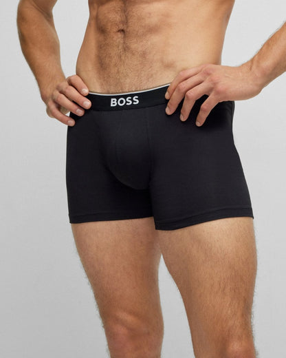 BOSS Orange Power Three Pack Mens Stretch Cotton Boxer Briefs With Logos NOS - Black 001