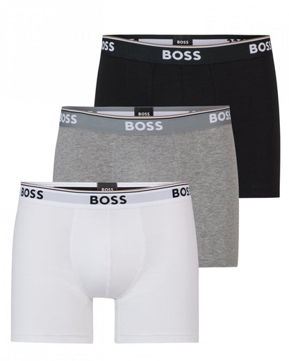 BOSS Orange Power Three Pack Mens Stretch Cotton Boxer Briefs With Logos NOS
