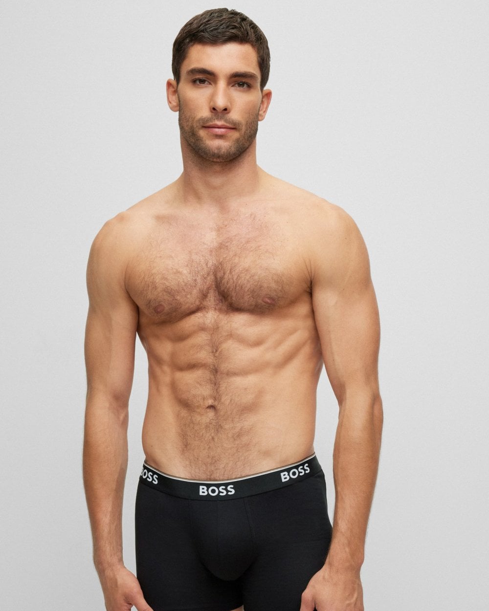 BOSS Orange Power Three Pack Mens Stretch Cotton Boxer Briefs With Logos NOS - White/Grey/Black 999