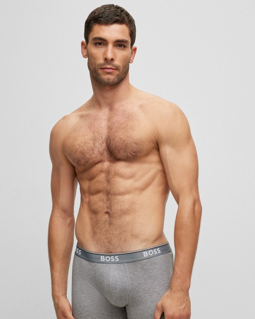 BOSS Orange Power Three Pack Mens Stretch Cotton Boxer Briefs With Logos NOS - White/Grey/Black 999