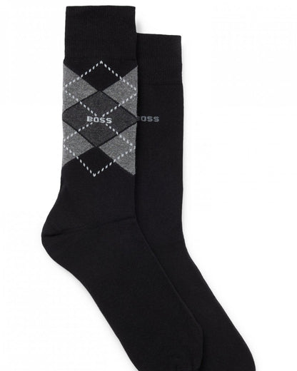 BOSS Orange 2 Pack Mens Combed Cotton Argyle Socks