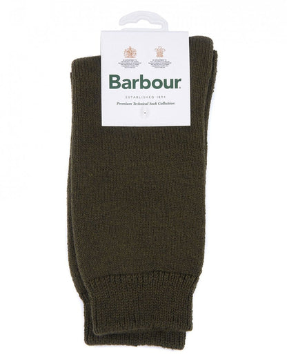 Barbour Wellington Calf Length Mens Socks - Olive Green