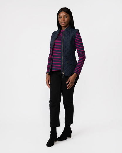 Joules Minx Womens Diamond Quilt Gilet - Dark Navy