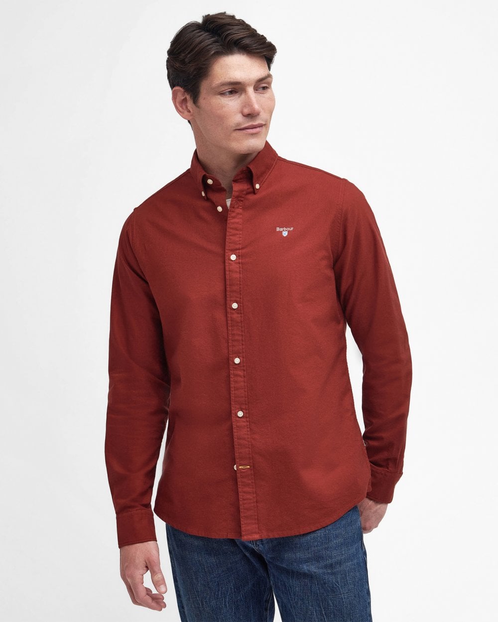 Barbour Oxtown Long Sleeve Mens Tailored Shirt - Fired Brick