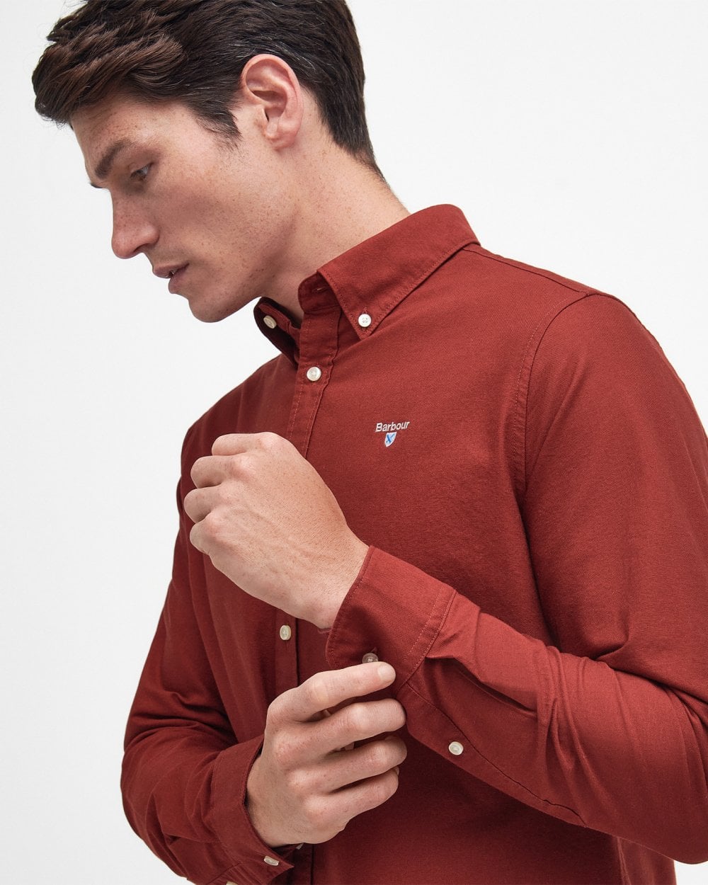 Barbour Oxtown Long Sleeve Mens Tailored Shirt - Fired Brick