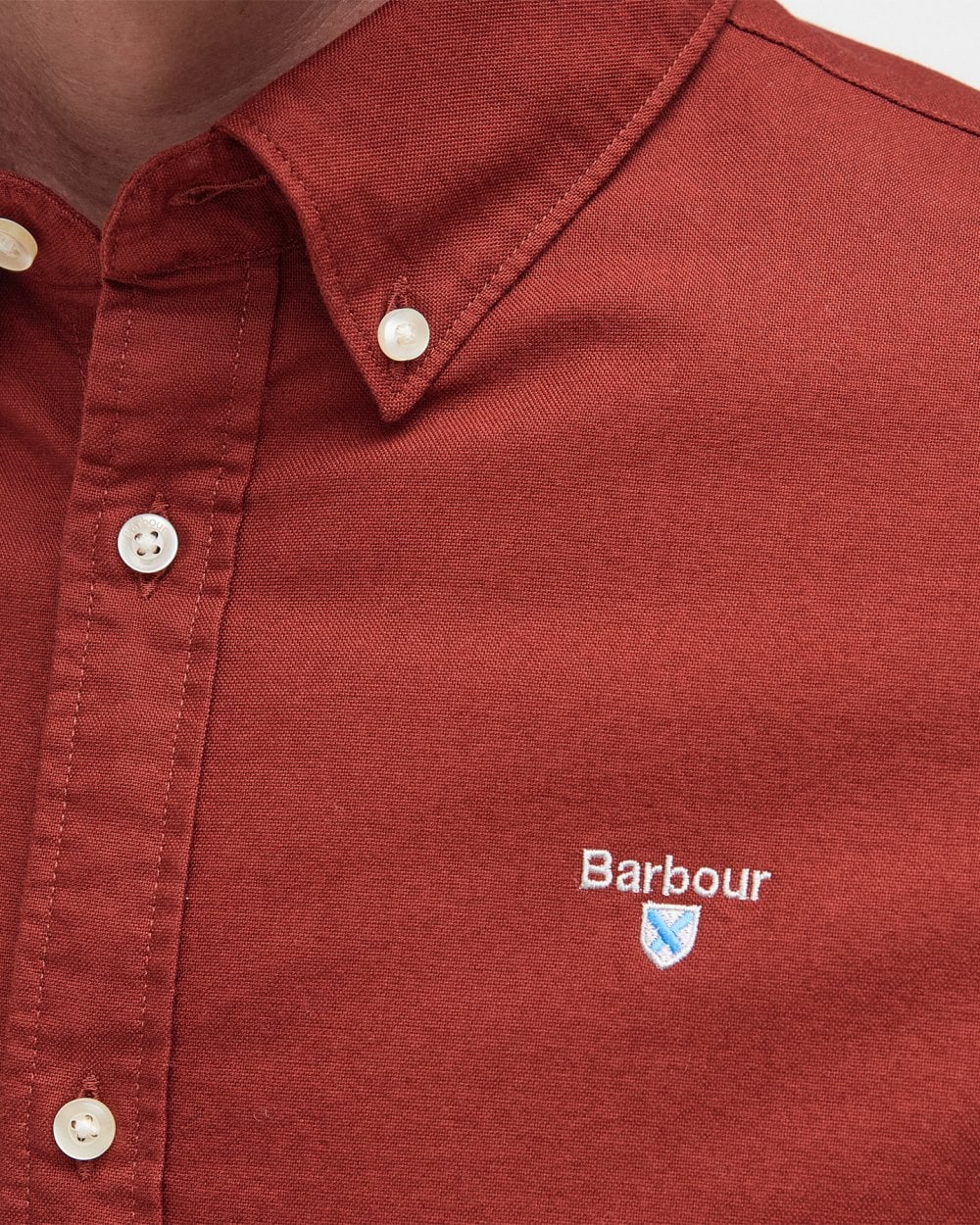 Barbour Oxtown Long Sleeve Mens Tailored Shirt - Fired Brick