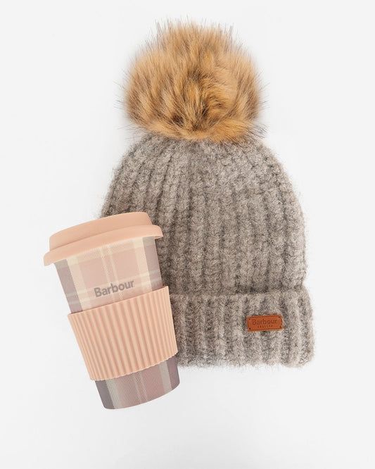 Barbour Womens Travel Mug and Beanie Set