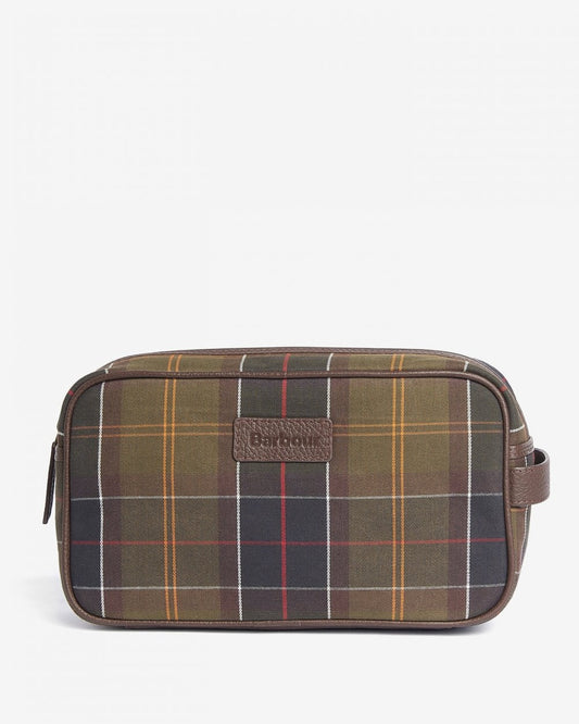 Barbour Mens Tartan Leather Washbag