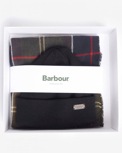 Barbour Mens Swinton Beanie & Galingale Scarf Gift Set