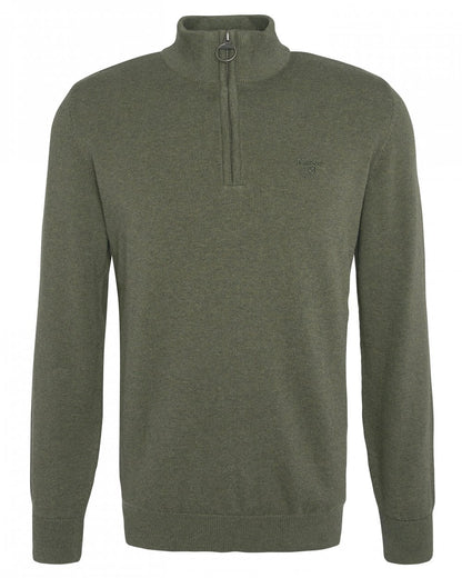 Barbour Cotton Mens Half Zip Jumper - Dusty Olive