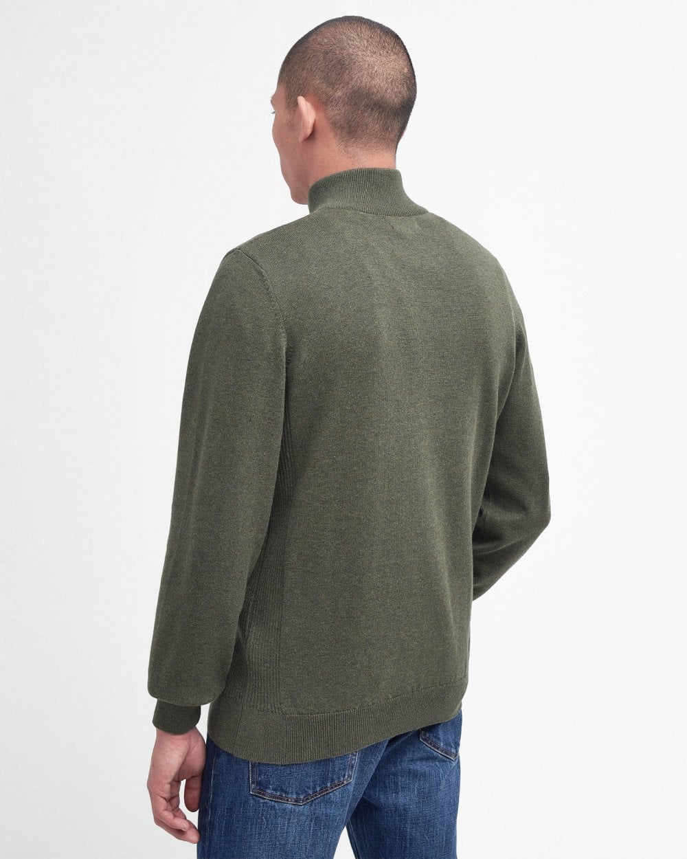 Barbour Cotton Mens Half Zip Jumper - Dusty Olive