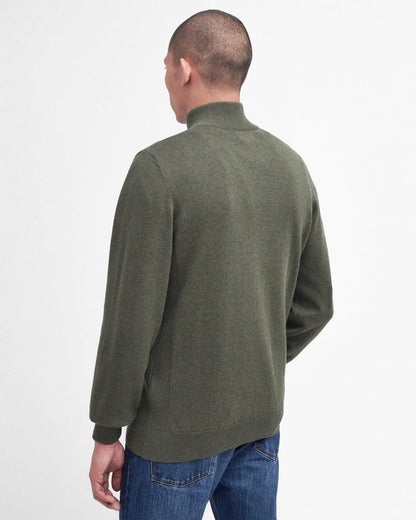 Barbour Cotton Mens Half Zip Jumper - Dusty Olive
