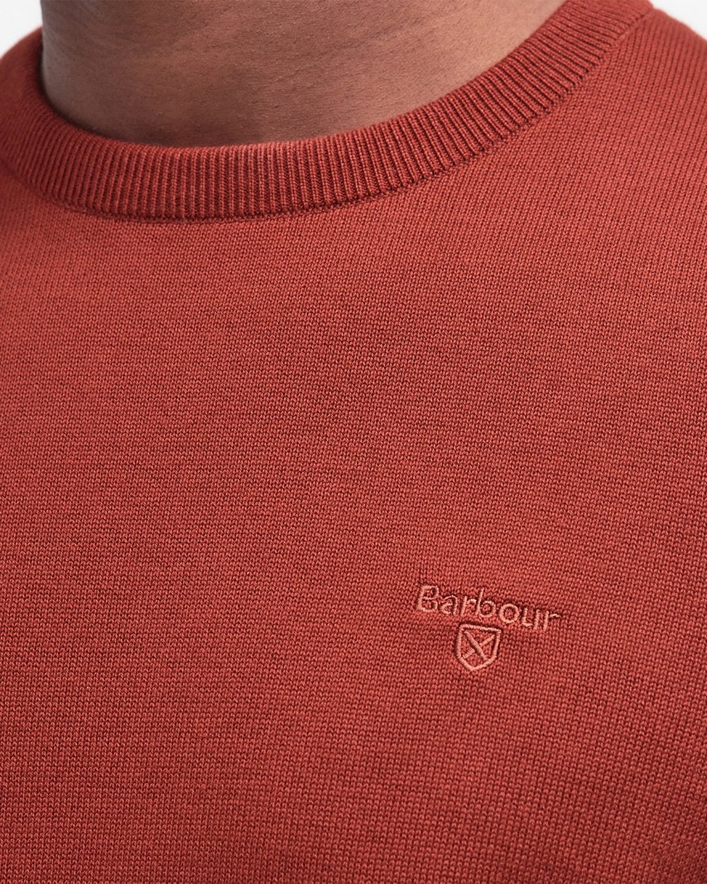 Barbour Pima Cotton Mens Crew Sweatshirt - Fired Brick