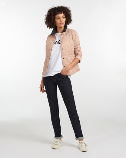 Barbour Deveron Quilted Womens Jacket - Pale Pink/Ice White