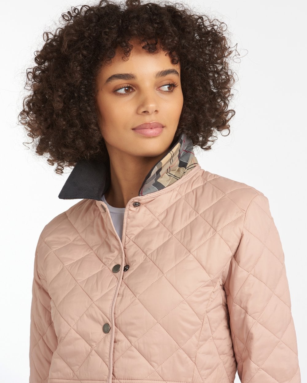 Barbour Deveron Quilted Womens Jacket - Pale Pink/Ice White