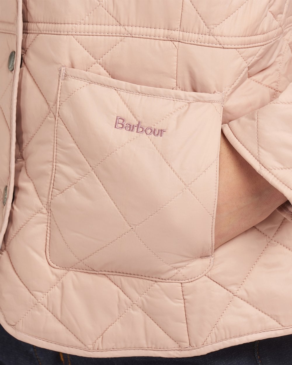 Barbour Deveron Quilted Womens Jacket - Pale Pink/Ice White