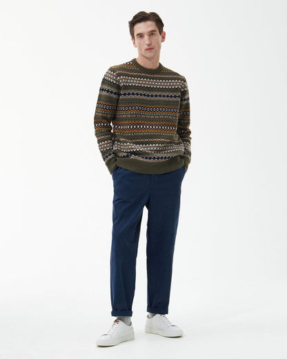Barbour Case Fairisle Mens Jumper - Willow Green