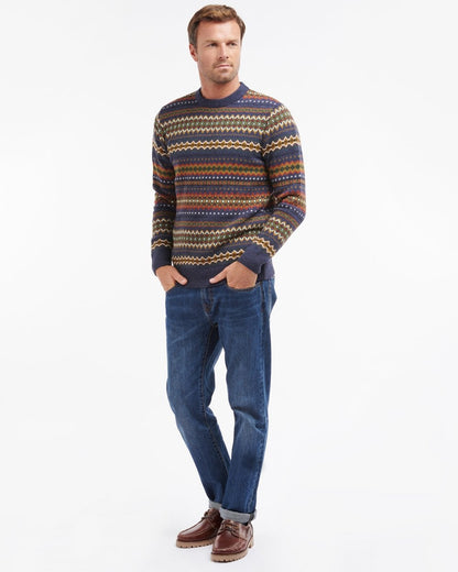 Barbour Case Fairisle Mens Jumper - Navy Marl