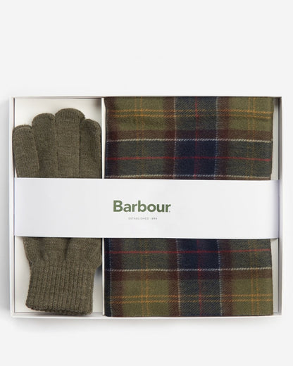 Barbour Tartan Mens Scarf & Glove Gift Set