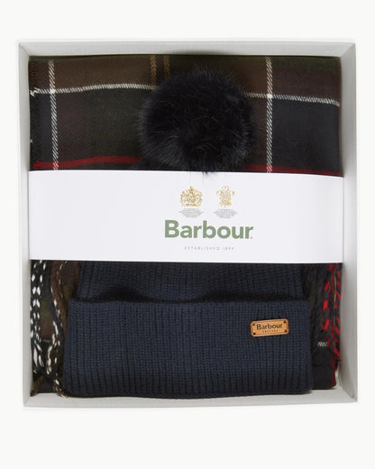 Barbour Dover Beanie & Hailes Scarf Gift Set - Classic