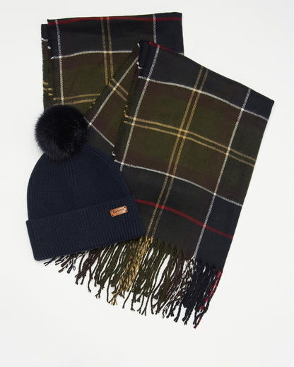 Barbour Dover Beanie & Hailes Scarf Gift Set - Classic