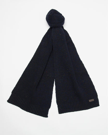 Barbour Carlton Fleck Beanie & Scarf Mens Gift Set - Navy