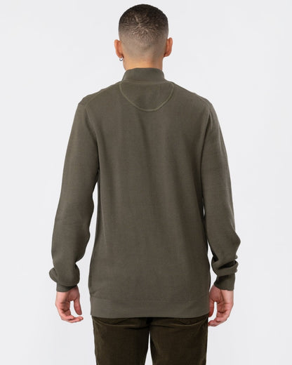 GANT Mens Cotton Pique Half Zip Jumper - 301 Juniper Green
