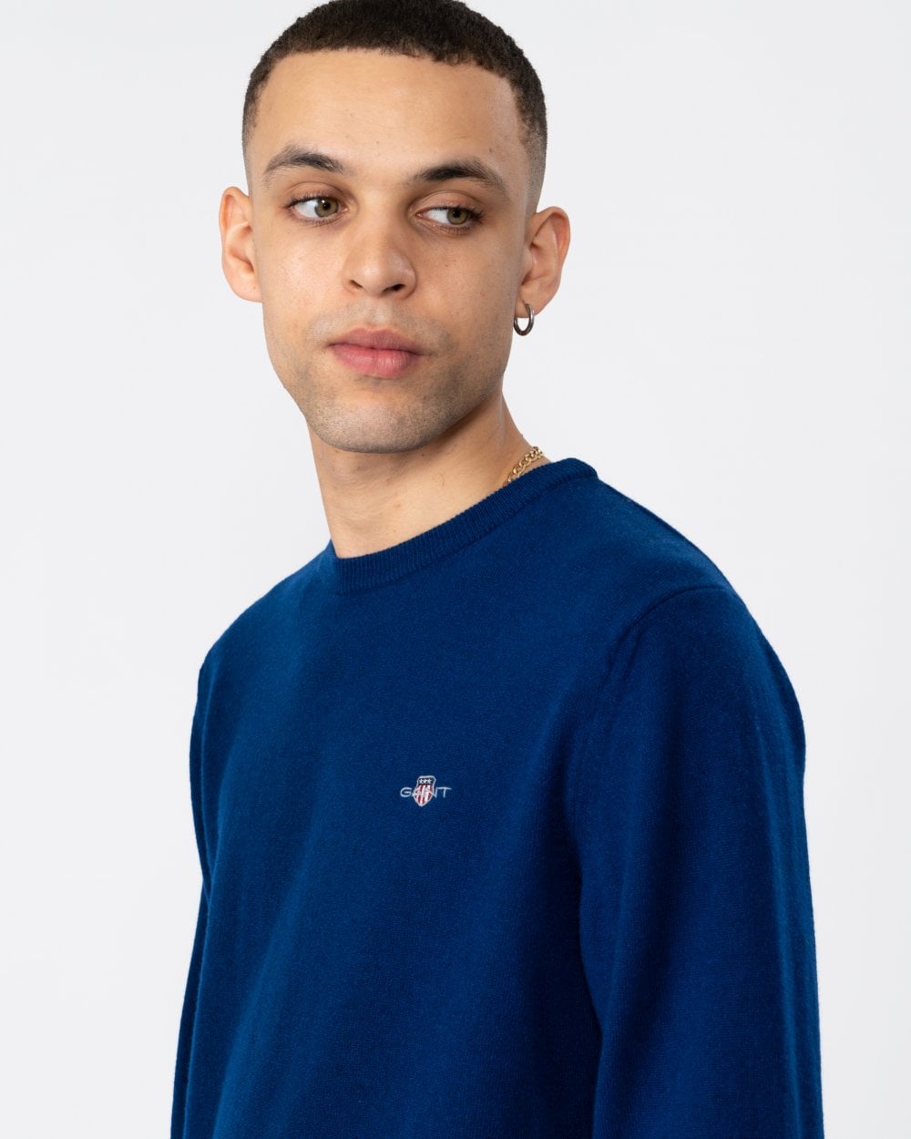 GANT Mens Superfine Lambswool Crew Neck Jumper - 436 College Blue