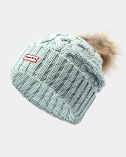 Hunter Unisex Cable Knit Beanie With Pom