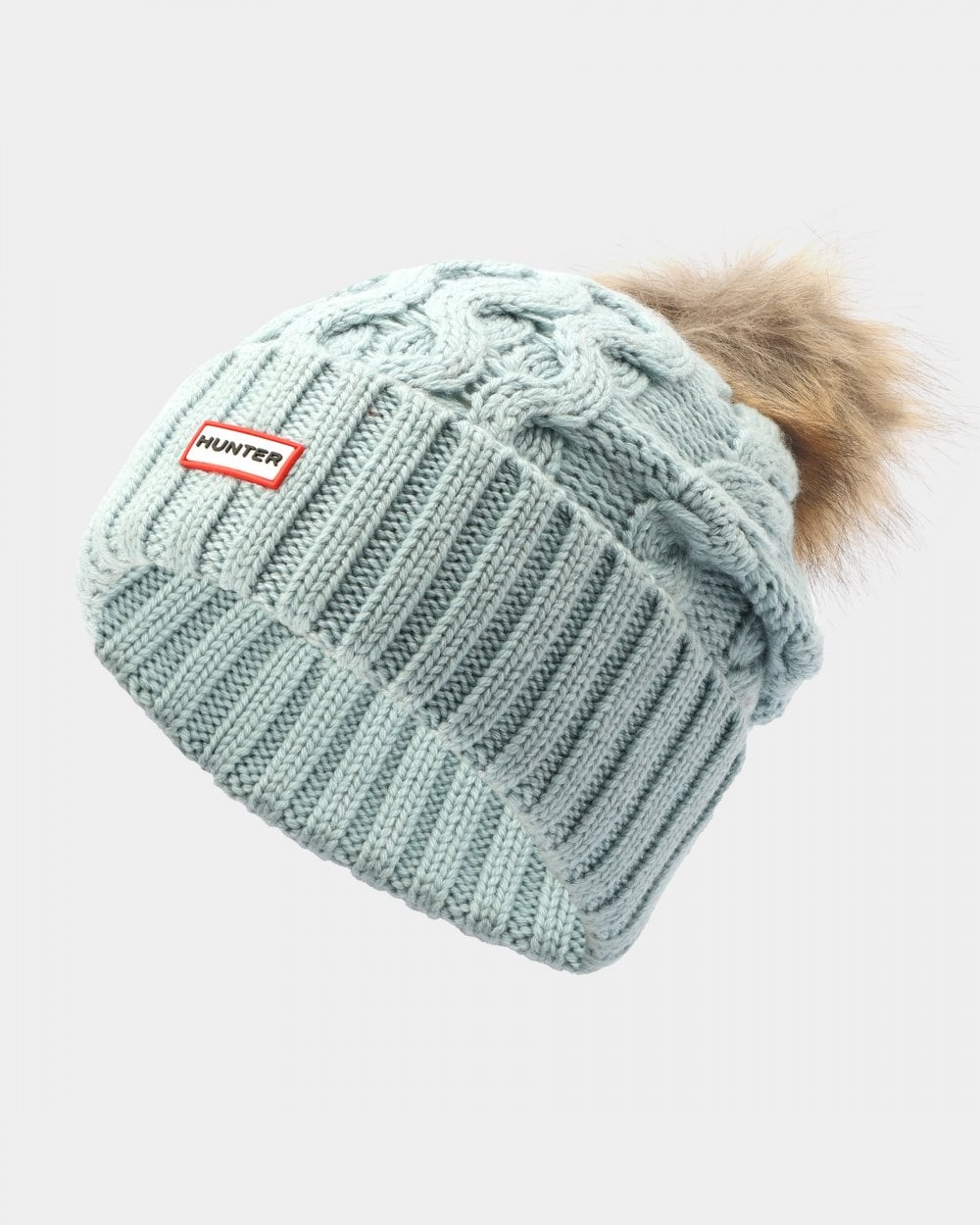 Hunter Unisex Cable Knit Beanie With Pom Shifting Blue – CHO