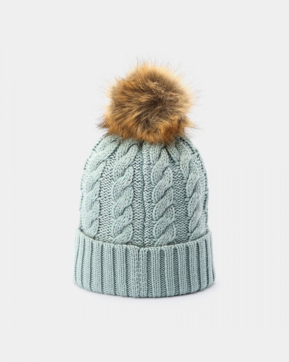 Hunter Unisex Cable Knit Beanie With Pom - Shifting Blue