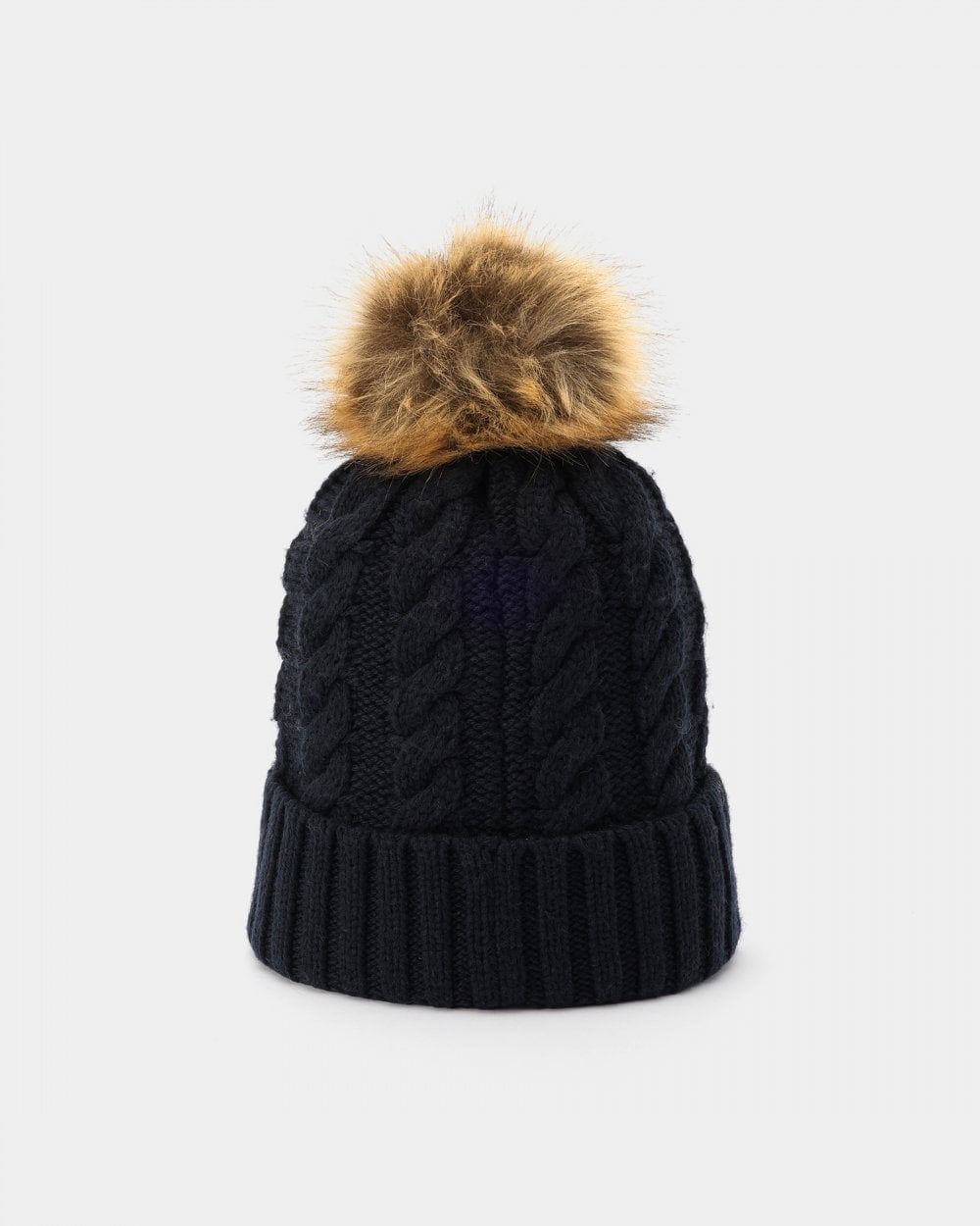 Hunter Unisex Cable Knit Beanie With Pom - Meadow Navy