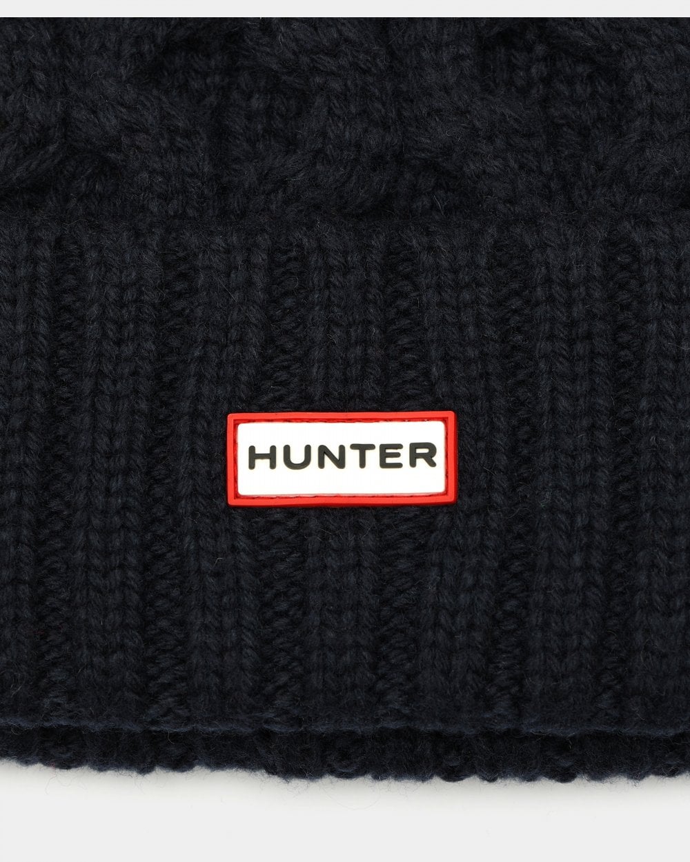 Hunter Unisex Cable Knit Beanie With Pom - Meadow Navy