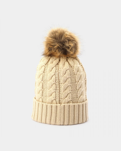 Hunter Unisex Cable Knit Beanie With Pom - Cast