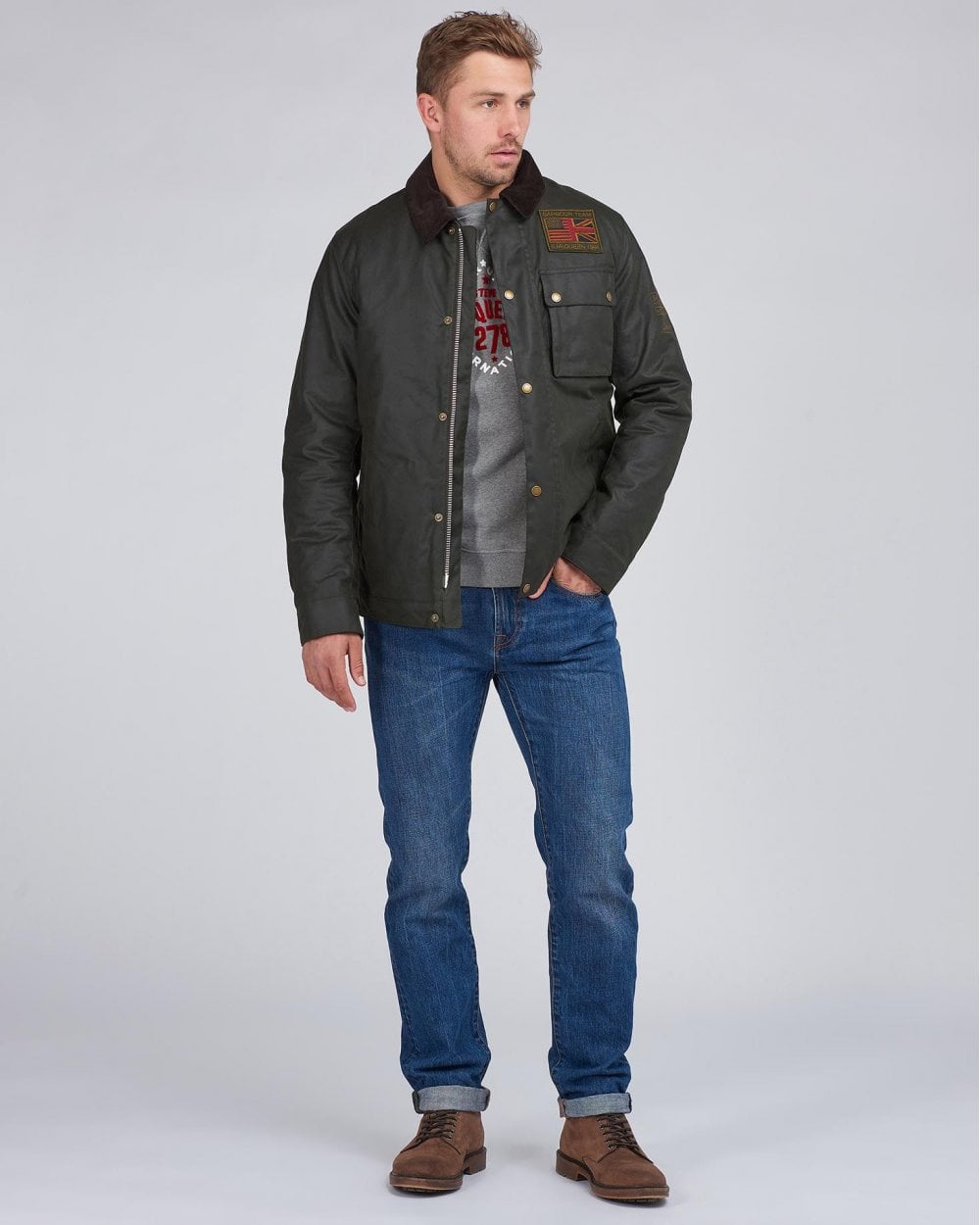 Barbour International Workers Wax Mens Jacket - Sage